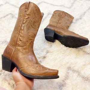 Ariat Cowboy Boots Square Toe Western Leather Shoes Women size 9